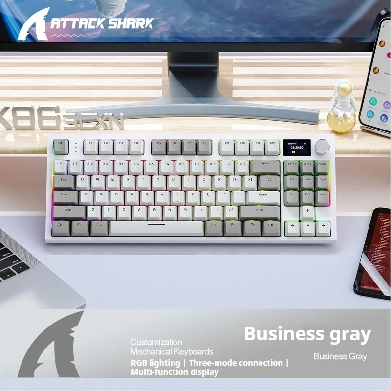 Imagem -06 - Ataque Tubarão K86 Bluetooth Teclado Mecânico de Três Modos Teclado Mecânico Permutável Quente Rgb Display Luminoso Personalizado