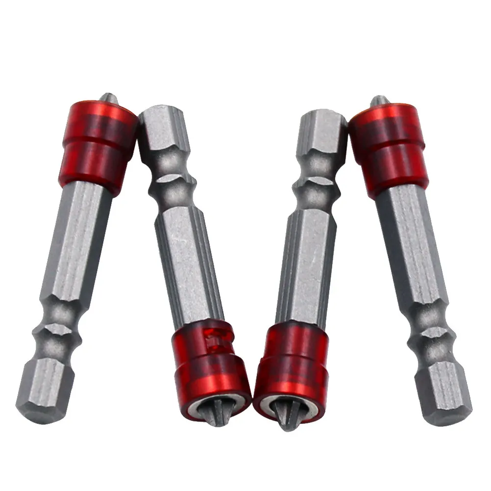 4Pcs Magnetic Anti-Slip Screwdriver Bits High Cross Head Fit Electric Drills Long Driver Bits Drill Tip