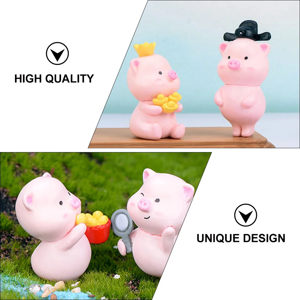 

12Pcs Pig Decoration Micro Landscape Decor Lovely Piggy Adornment Tabletop Desktop Ornament Home Decor Photography Props Gift