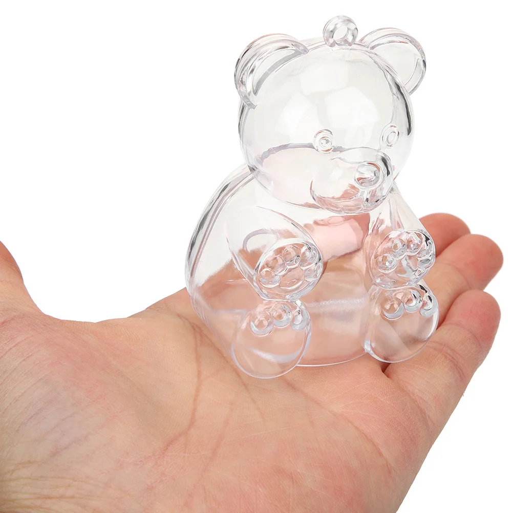 

10 Pcs Infant Christmas Gifts Transparent Candy Box Bear Shaped Boxes Small Bulk Packing Containers Party Treats Bride