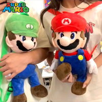 45cm Super Marios Bros Cosplay Backpack Anime Soft Doll School Bags Large Capacity Cartoon Luminous Kindergarten Bags Kids Toy