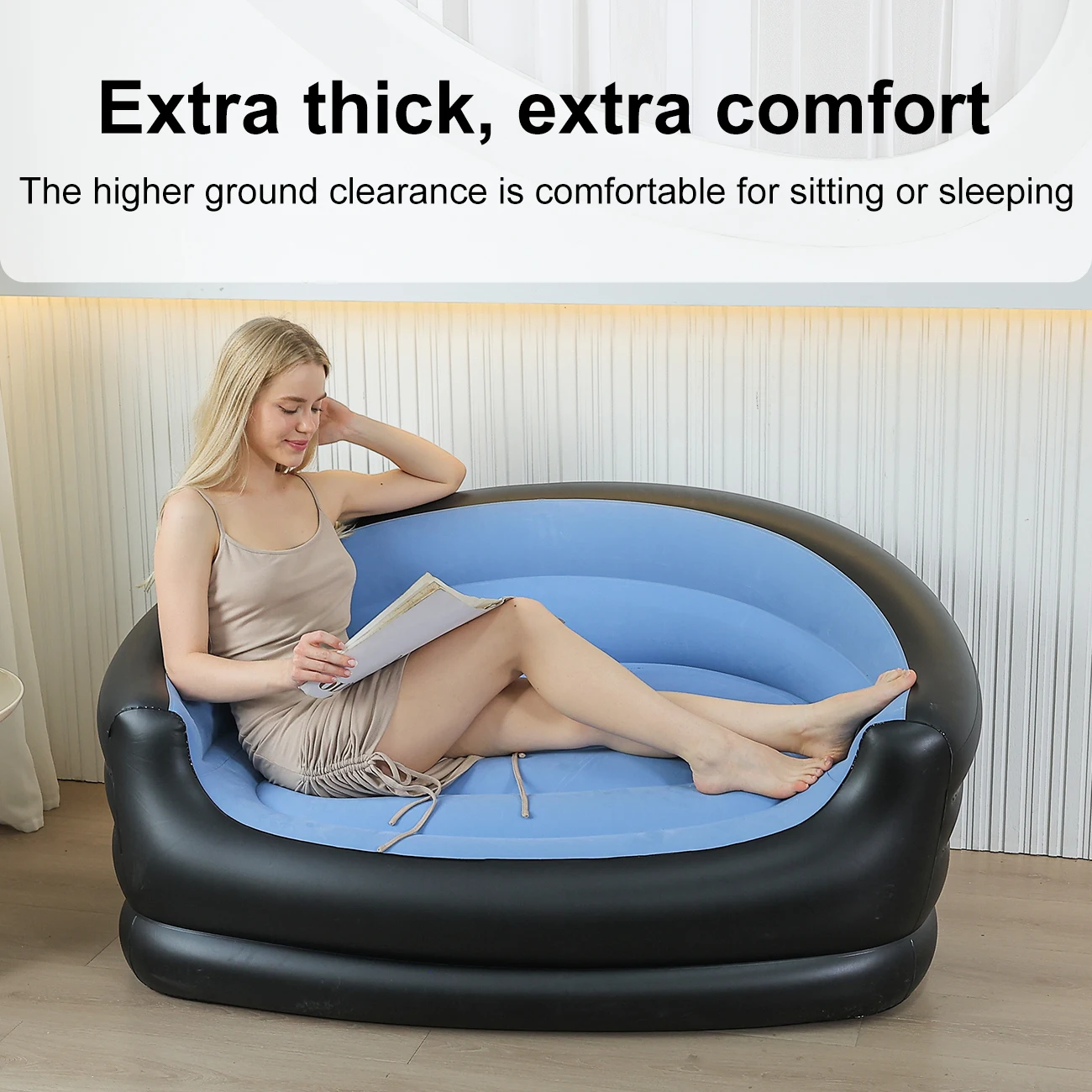 1PC Inflatable Couch Outdoor Air Sofa, Blow Up Couches Lazy Sofa for Camping, Double Model