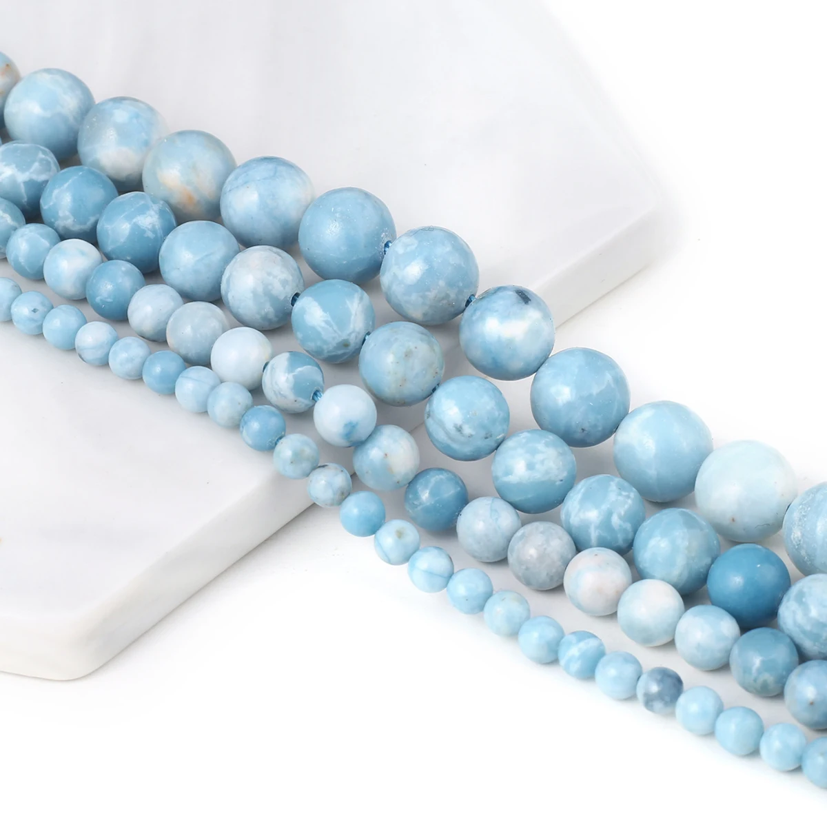 New Natural Larimar Gem Stones Beads Round Loose Beads Ocean Sea Stone Bracelet Necklace for DIY Jewelry Making Wholesale