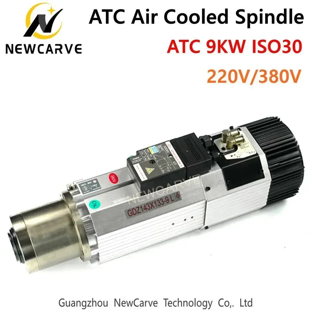 Wholesale Automatic Tool Change Spindle 9KW 380V ATC Air Cooled Spindle Motor ISO30 18000RPM for Woodworking Cnc Router NewCarve