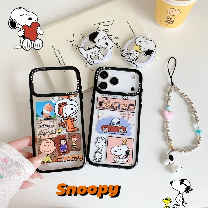 

New Cute cartoon friend Snoopy Charlie Brown Magsafe Wireless Charge Case For iPhone 11 12 13 14 15 16 17 Pro Max Magnetic Stand