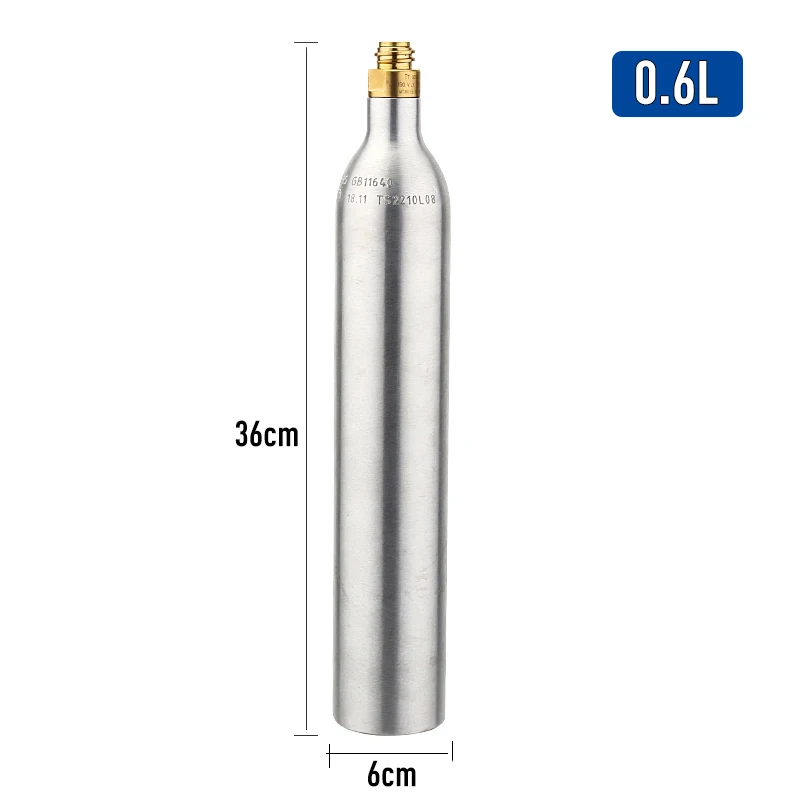 0.6l Soda Bottle Co2 Cylinder with 0-60PSI Regulator, High Compressed Aluminum Soda Bottle Tank & Premium Stable Co2 Charger Kit