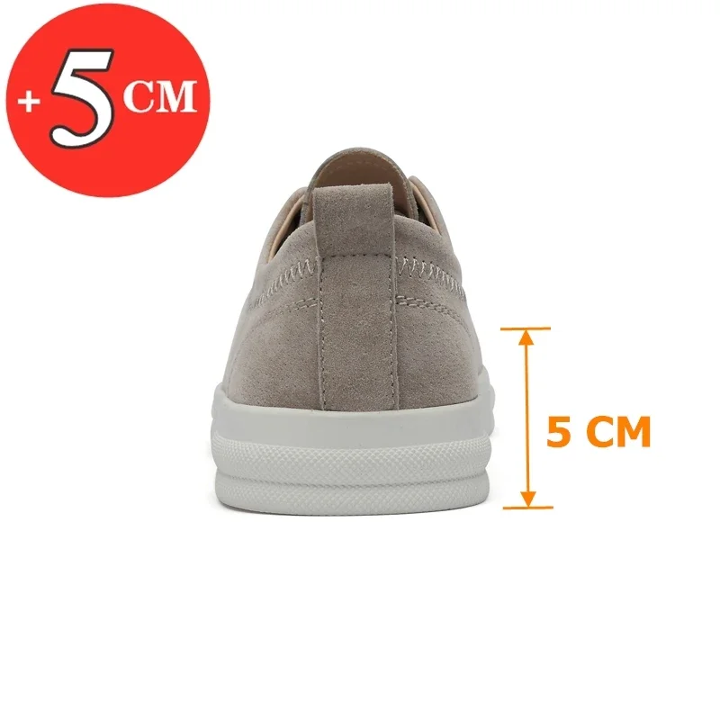 Flat or 5cm Height Increasing Men Shoes Casual Elevator Shoes Man Fashion Lift Sneakers Sport Genuine Leather Shoes Tall Shoes