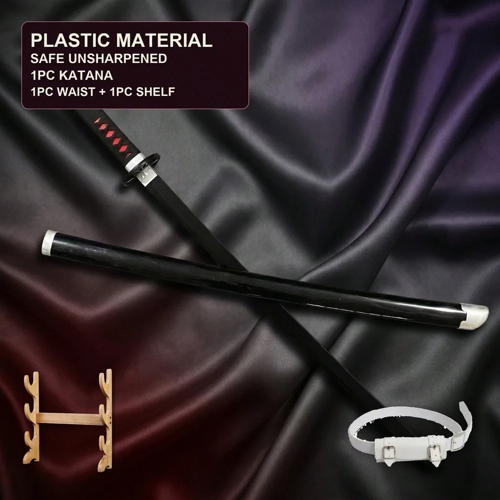 Demon Slayer Black 104cm Plastic Katana Sabre Ninja Knife Collector Model Safe Unsharpened Decorative Cosplay Display Photo Prop