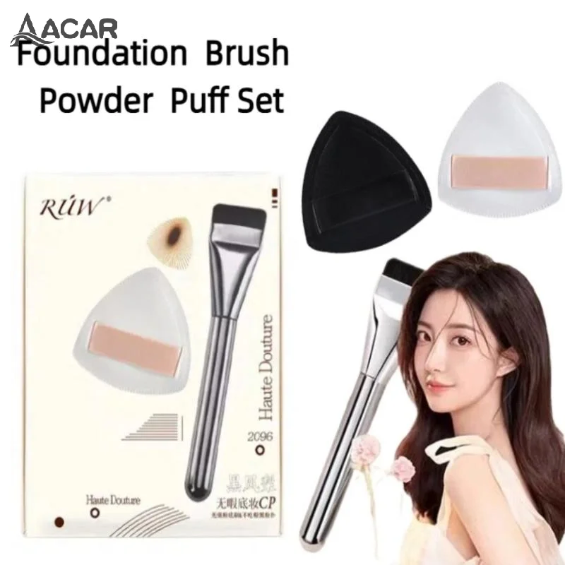 One-Word Flat Top Foundation Brush Lightweight Liquid Makeup Brush With Makeup Foundation Sponge Makeup Tools Accessories