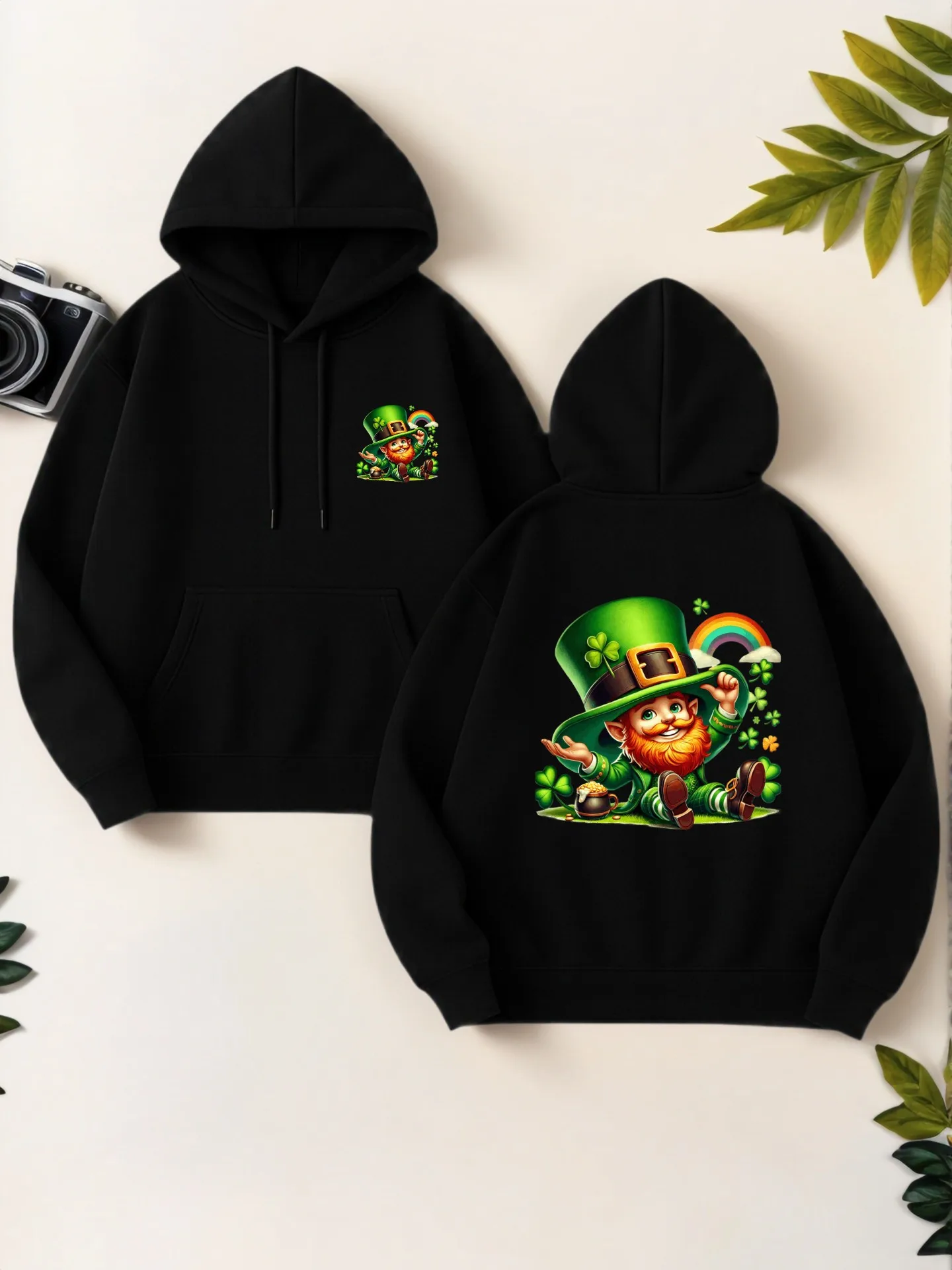 

Graphic Hoodie, Leprechaun Cartoon Print, Casual Aesthetic, Soft Fabric, Casual Everyday Wear, For Men