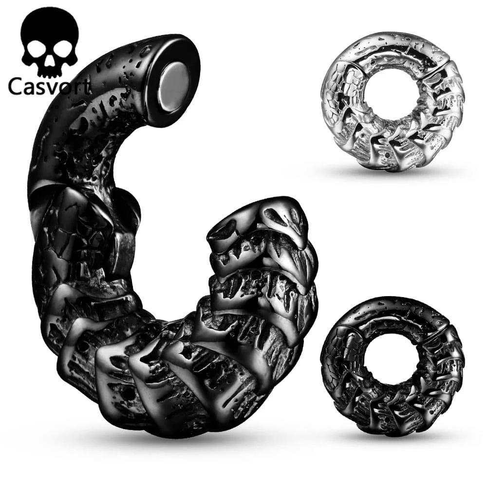 

Casvort 2PCS 316 Stainless Steel Cool Ear Hangers Weights Expander Piercing Women Men Body Jewelry Stretcher 8mm 0G Punk