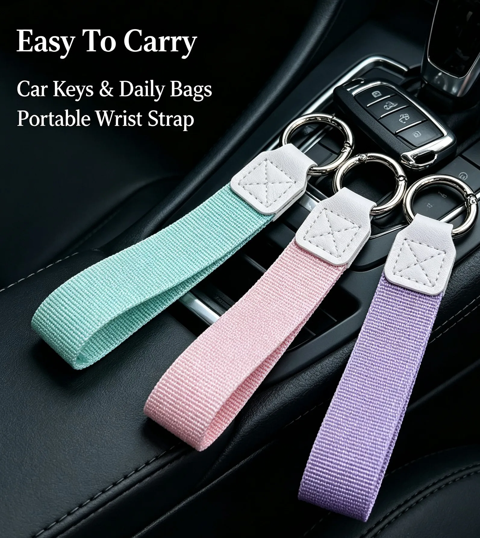 Soft Nylon Wrist Strap Key Ring Pendant Keychain Charm Multicolor Portable Car Key Holder Gift for Women Bag Accessories