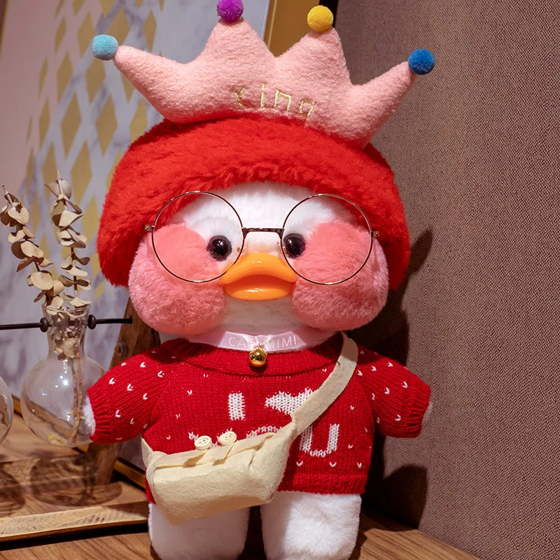 Doll Accessories for Kids, LaLafanfan Cafe, Duck Toys Clothes, Sweater Dress, Headband, Bag Outfit, 30cm, Gift for Girls, 1Pc