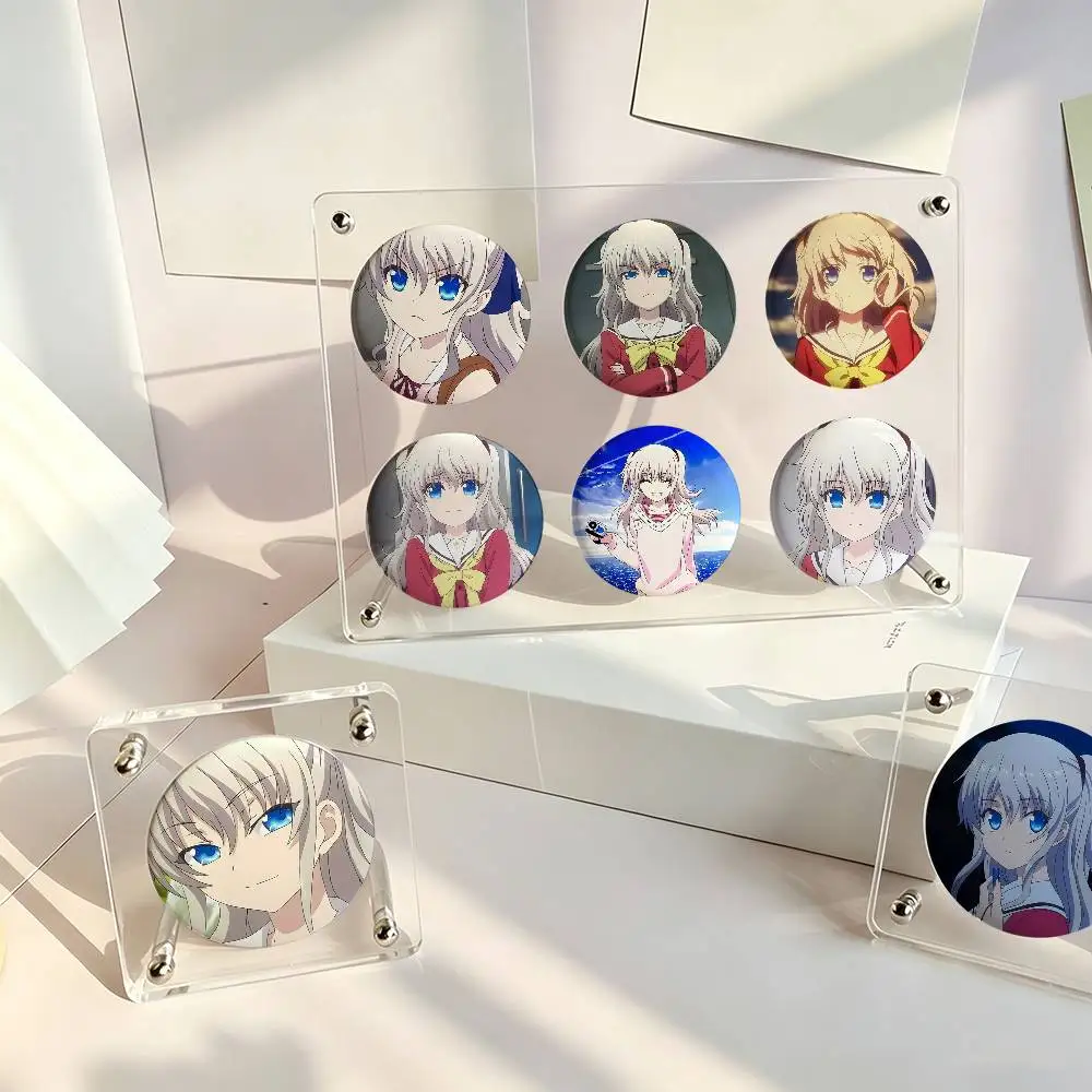 1pc Nao Tomori Charlotte Cartoon Style Badge Brooches On Backpack Decoration Round Enamel Pins For Accessorys