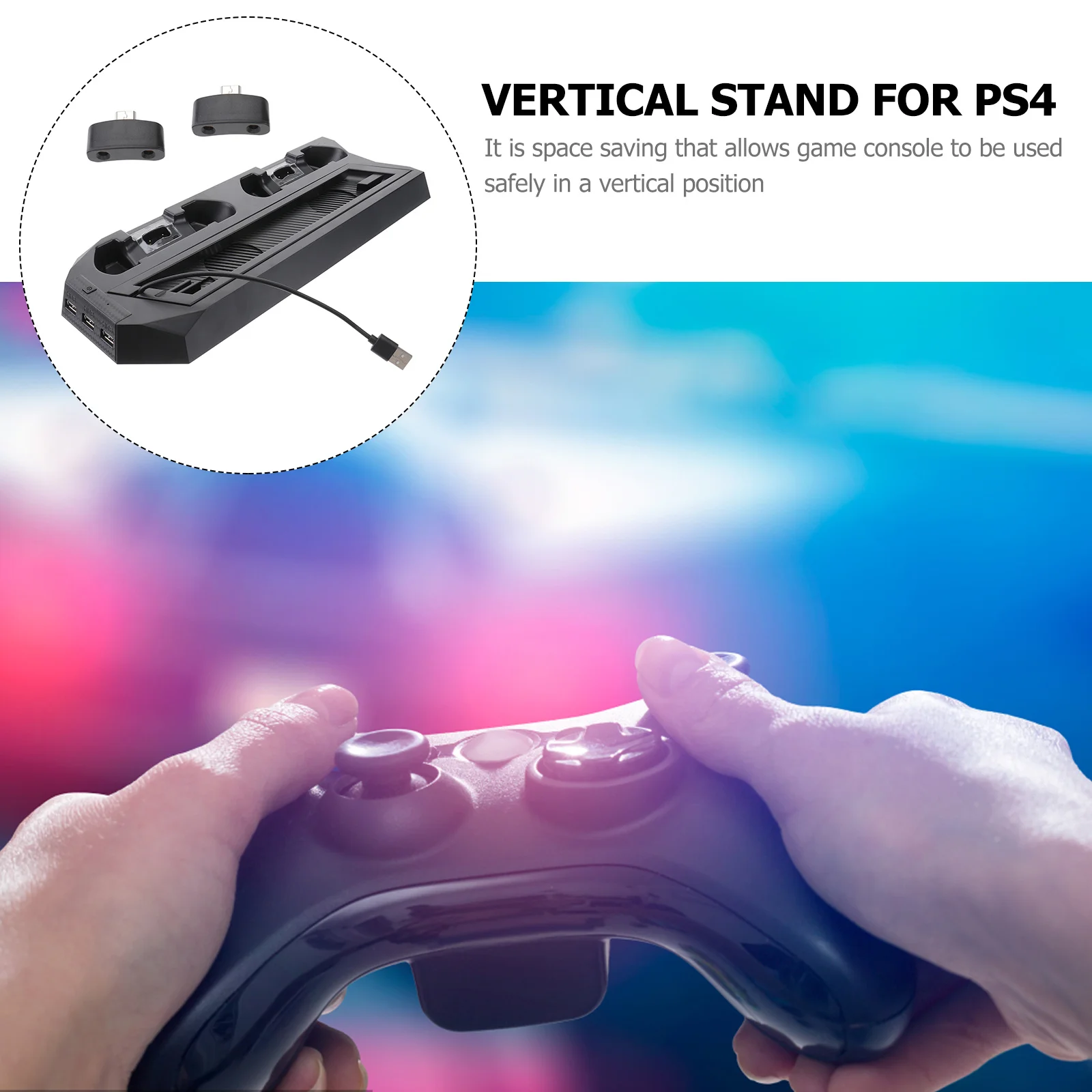 

Vertical Stand For Console Cooling Fan Controller Charging Station Dual Usb Hub 3 Ports Black Laptop Cooling Pad