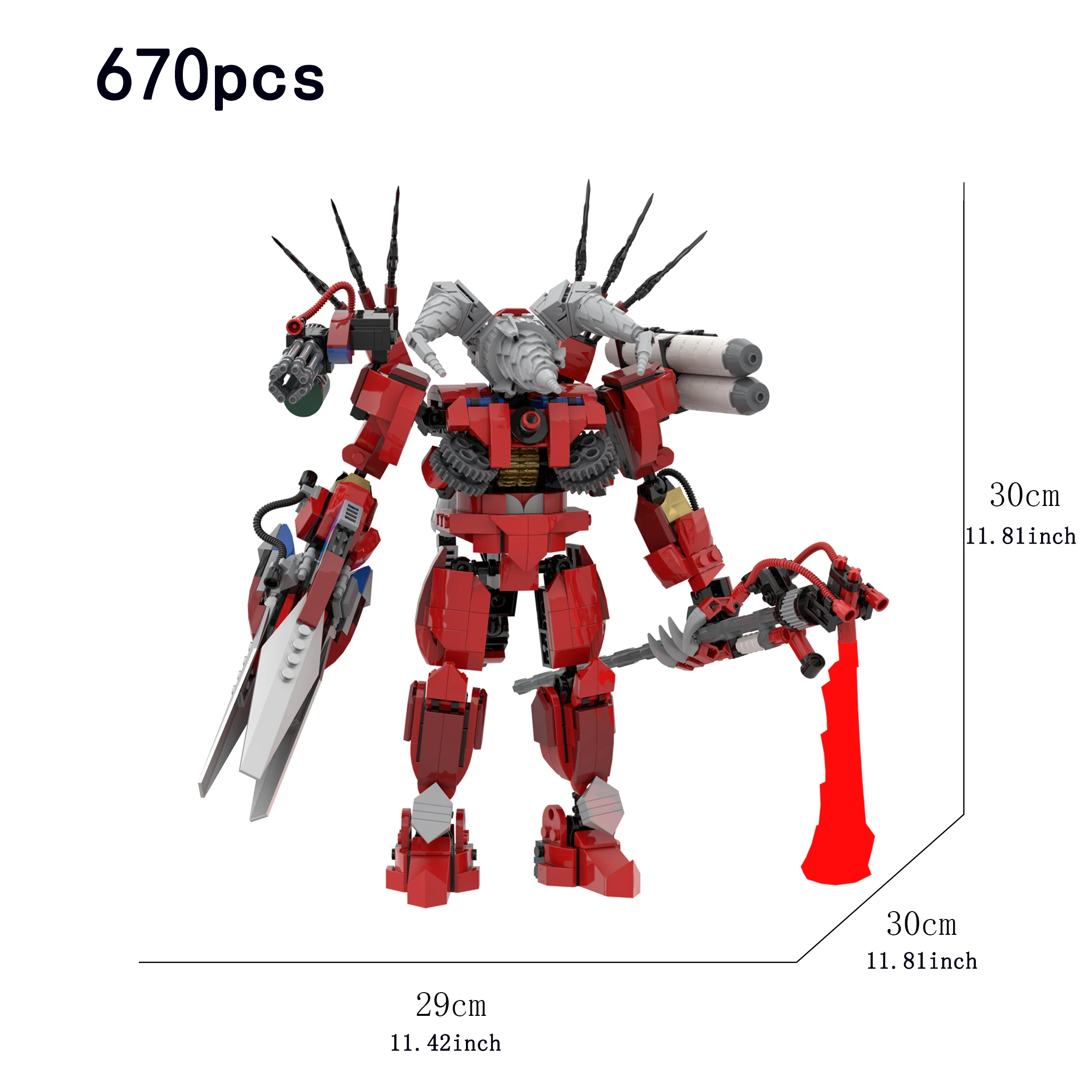 Armed red electric drill man building block model popular video game mecha character assembling brick toy for toilet fans gift