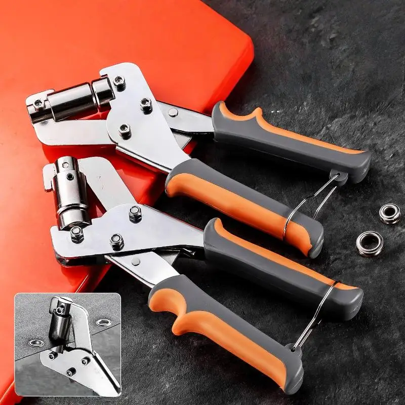 

Новый набор портативных ручных прессов для установки металлических люверсов, 10 мм, для кожи, холста, одежды, рукоделия, тарпаулина, комплект плоскогубцев для установки кольцевых люверсов