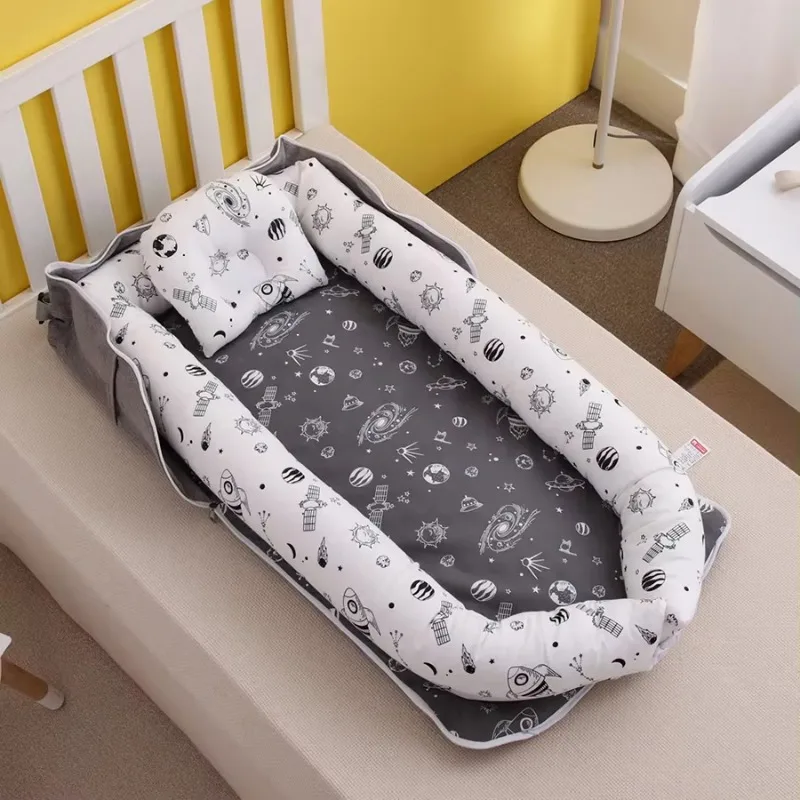 Portable Baby Newborn Sleeping Bed Nest Bedding Fence Removable Mattress Crib Playpens Cushion Bumper Travel Cot Bassinet