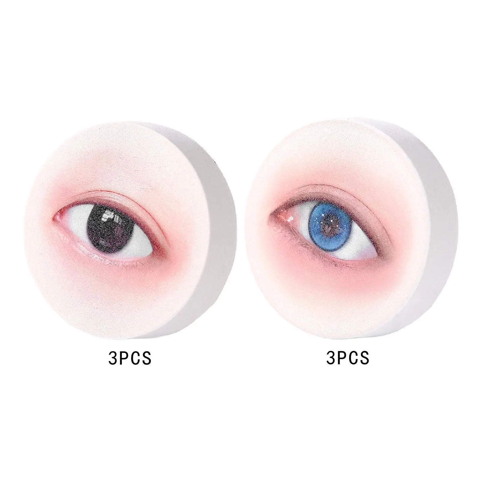 3-delige wimpersponzen voor oefenen, wimpermapping sponsaccessoires oogvormige spons, wimperverlengingsspons voor training