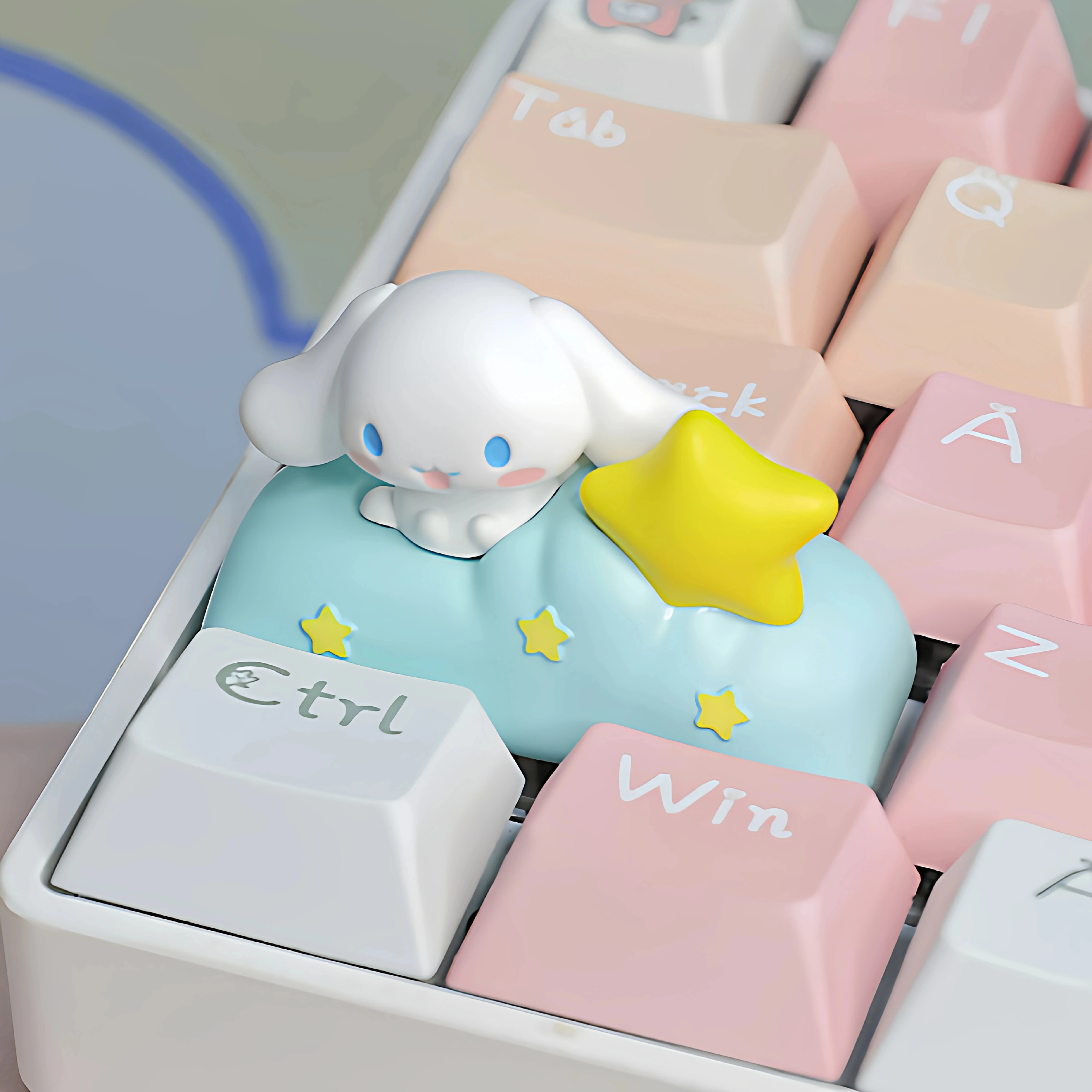 Kawaii Cloud Cinnamoroll Keycaps 3D Cartoon ESC TAB Shift Keys Creative Keycap for MX Switch Mechanical Keyboard Gift for Girls