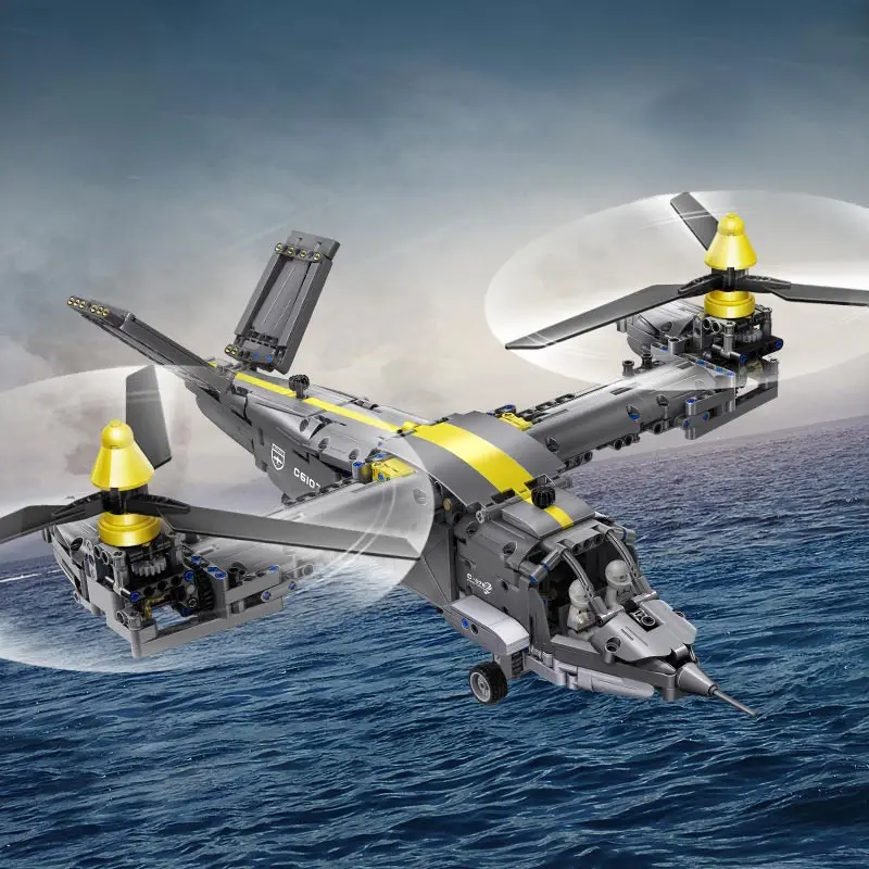 Tilt-rotor aircraft creative static model, high-difficulty assembly model, educational toy, ornament, birthday gift