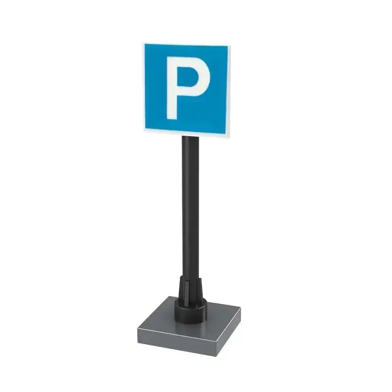 City Street Scenes Traffic Road Signs Roadblock Signal Light Speed limit Humanoid road Parking Lot Sign Building Blocks Kid Toys