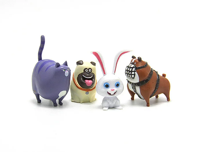 14 pcs cartoon rabbit pet dog secret life bambola fatta a mano in PVC mini animal cat bird model dolls toy set regali per bambini