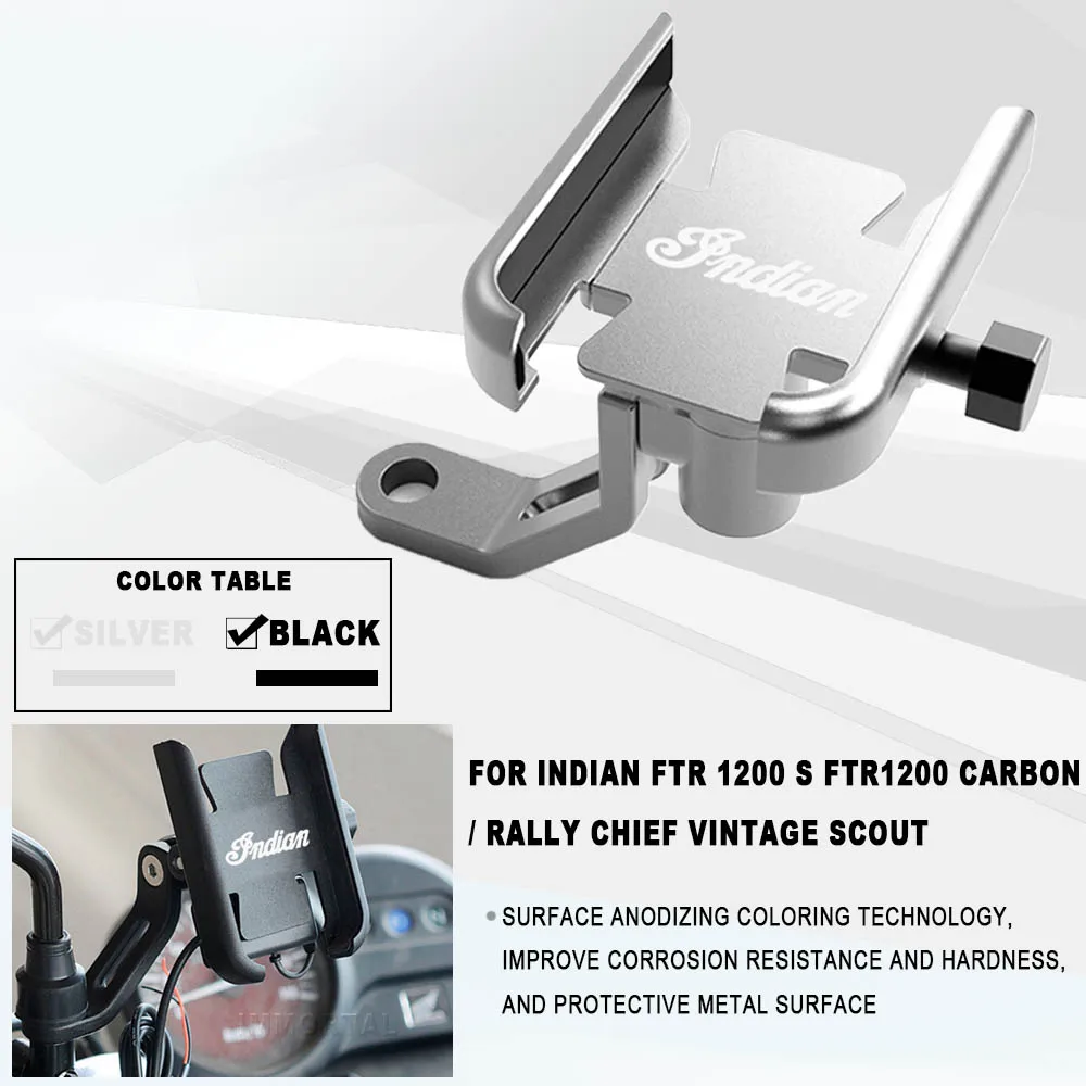 

CNC Motorcycle Handlebar Mobile Phone Holder GPS Stand Bracket For Indian FTR 1200 S FTR1200 Carbon / Rally Chief VINTAGE Scout