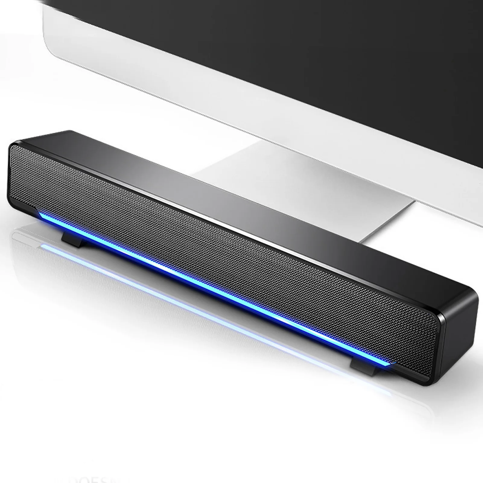 Universal USB Wired Stereo Soundbar Music Player Bass Surround Sound Box 3.5mm Input Multi-Compatible Speaker for PC Cellphones