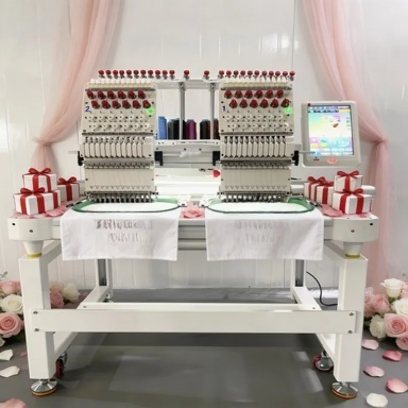 Multi Function Embroidery Equipment 6 Heads 12 Needles Beads Chenille Embroidery System for T Shirt Factory