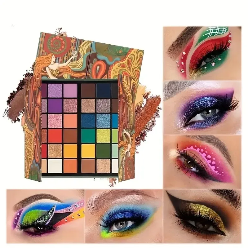 36-Farben-Lidschatten-Palette, mattschimmernde und hochglänzende Wirkung, gemischtes Farbsystem, wasserfestes und schweißfestes, bühnenfertiges Make-up