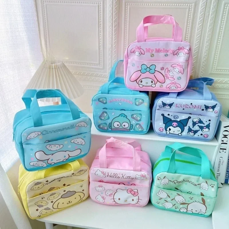 

Hello Kitty Kuromi Student Insulation Large Capacity PU Aluminum foil Lunch Box Tote Bag Out Portable Picnic Travel Bento Bag