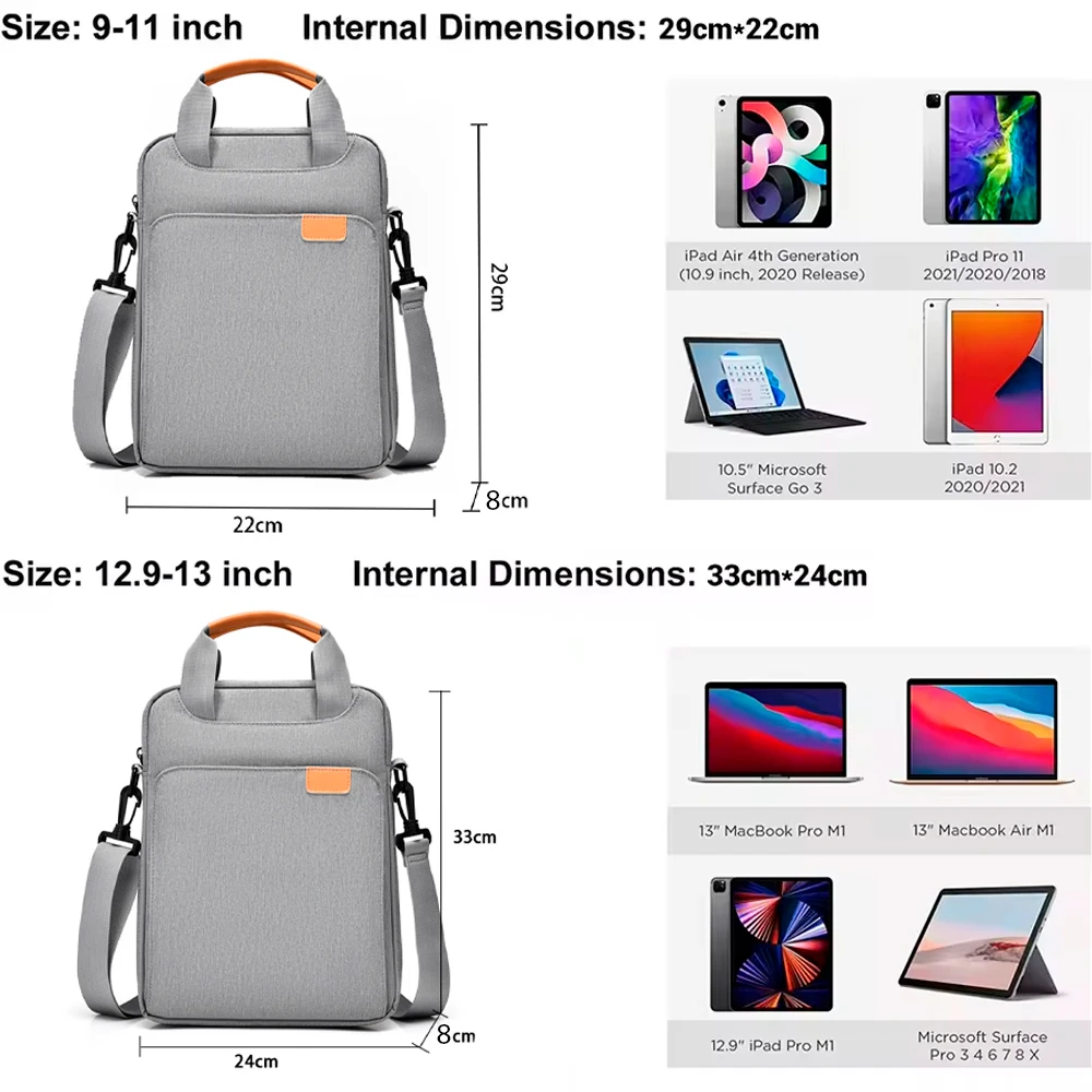 Tablet Handbag Crossbody Bag For Samsung Tablet S7 S8 Plus A7 A8 9.7-13 Inch Bag For IPad Air Pro 12.9 Tablet Case Storage Bag