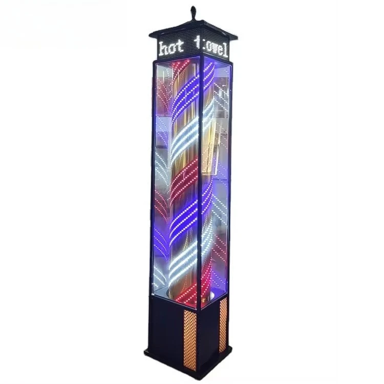 Luxury Barber Shop Logo Salon Vintage Large Size Rotary Light Emitting Diode Signal Light Glass Barber Bar For Sale