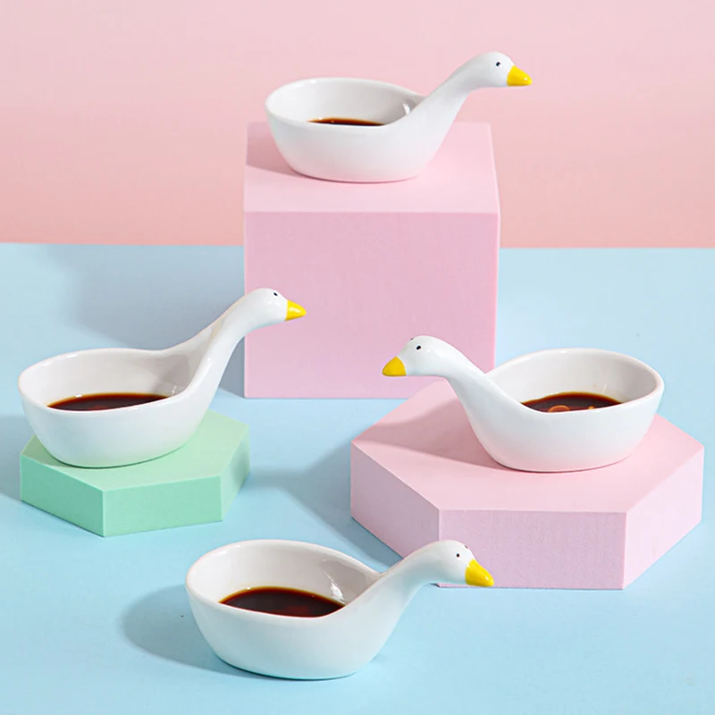 Ceramic Dipping Sauce Dippind Bowls Set Cute Swan Design Sauce Dishes Soy Dipping Dish Bowls Cute Tomato Dipping Bowls