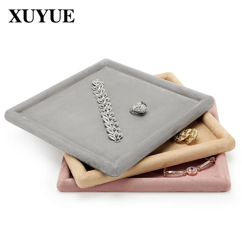 صينية عرض المجوهرات الجديدة عرض المجوهرات الجلدية المخملية صندوق قلادة خاتم صينية فارغة #4