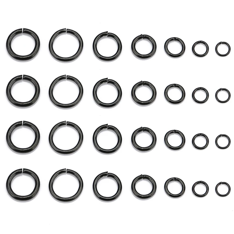 100pcs PVD Plated Stainless Steel Black Split Rings Open Jump Rings for DIY Necklace Bracelets Jewelry Making Connector Findings