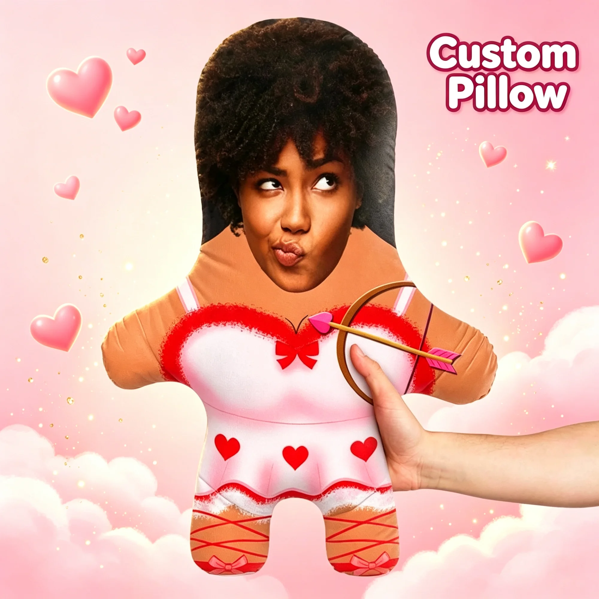 Customized Super Funny Cupid Girl Face Throw Pillows Stuffed Plush Cushions Pillow for Bed Sofa Decoration Home Unique DIY Gift