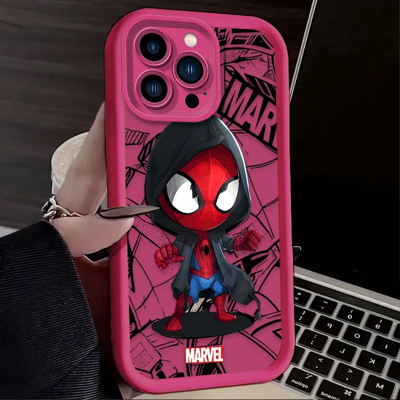 Funda de Marvel Spider Man para iPhone, carcasa protectora de silicona suave a prueba de golpes para modelos 16, 15, 14, 13, 12, 11 Pro Max, XS, X, XR, 8, 7, 6S Plus, SE 2020