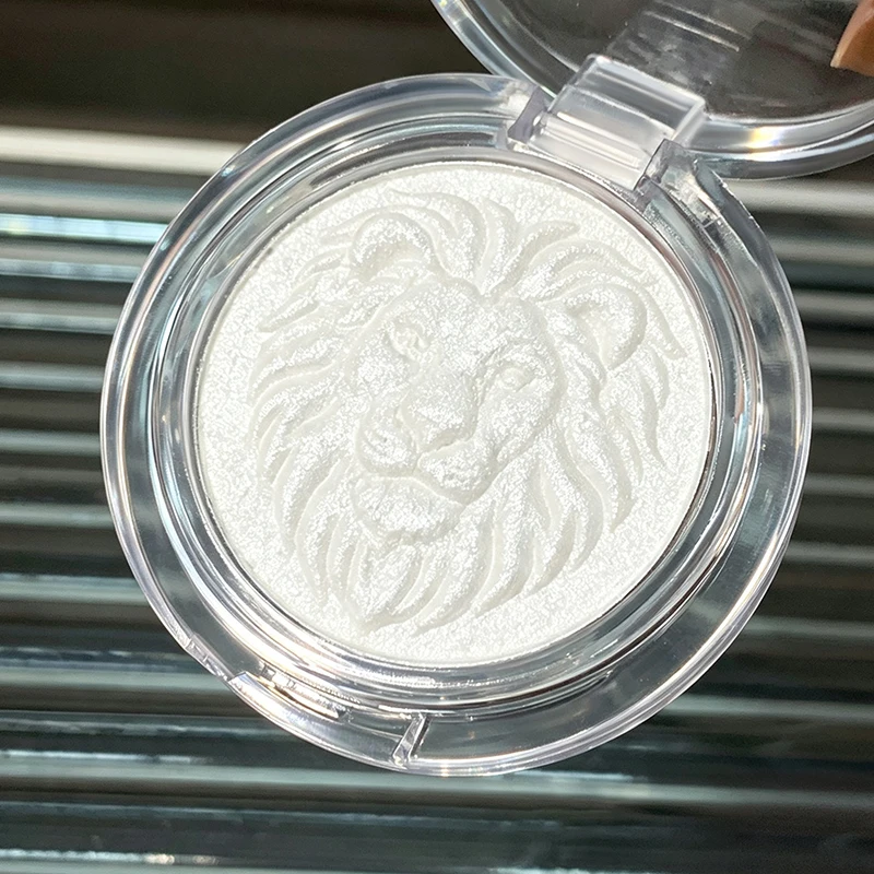 Lion Embossed Highlighter Powder Shimmer Glitter Face Brightener Waterproof Long‑Lasting Highlight Cosmetic 3 Shades For Face No