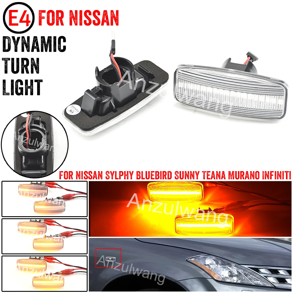 LED Dynamic Side Marker Lights Turn Signal For Nissan Teana Sylphy/Almera Bluebird Sunny Teana J31 Cefiro/Maxima Murano 06-11