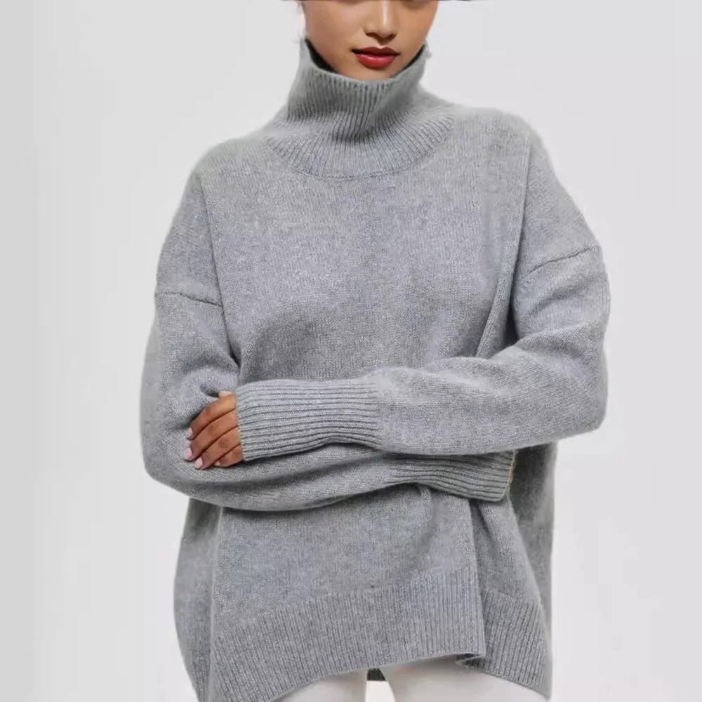 Autumn Winter Casual Fleece Thickened Warm Sweater Women\'s Turtleneck Solid Sweater Knitting Pullovers Rollneck Slim Fit Top