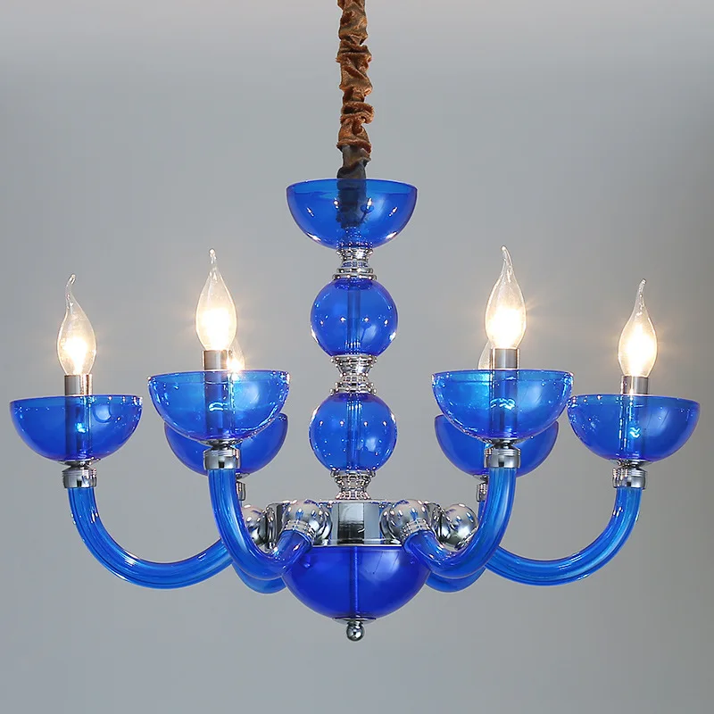 

European Candle Chandelier Living Room Lights Simple Modern Dining Room Blue Lamps Study Bedroom Net Coffee Lights