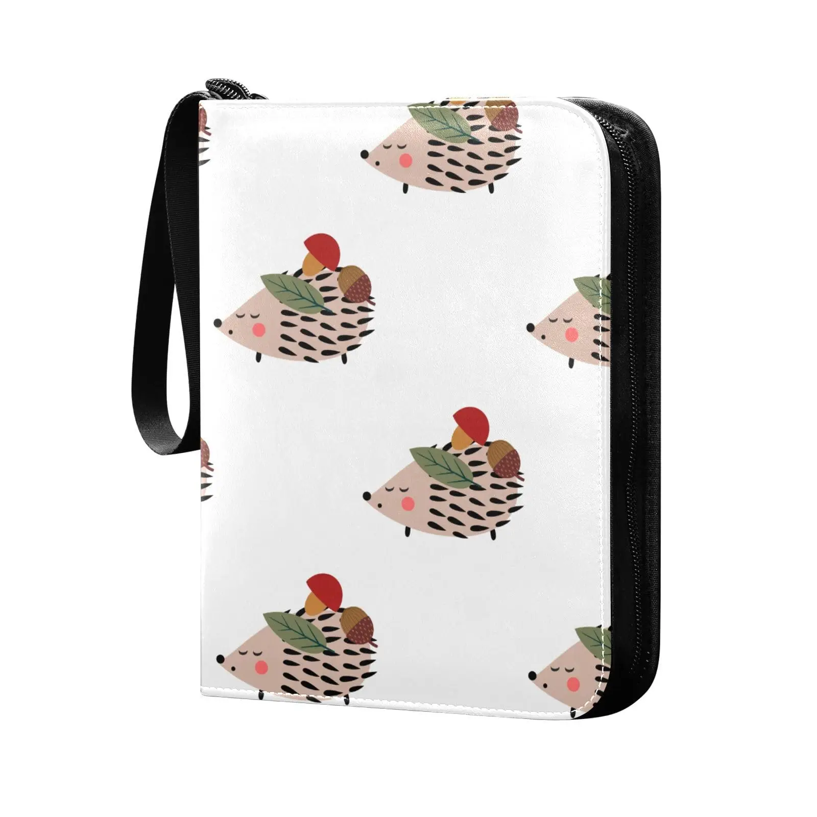 Hedgehog Mushroom Acorn Leaf 4 Pocket Cards Binder, 400 Double Sided Pocket Album for Game Cards, Unique Card Collection Storage