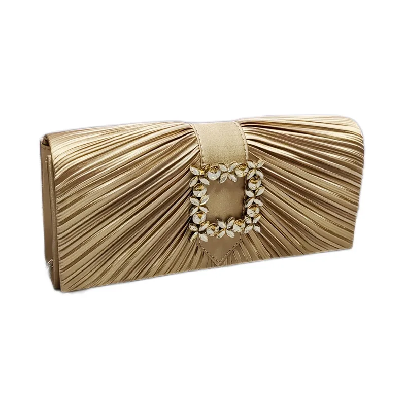 Retro Black Blue Green Silk Evening Bags Folded Square Small Clutch For Women Party Chain Shoulder Bags Fashion Daily Handbag view 3
