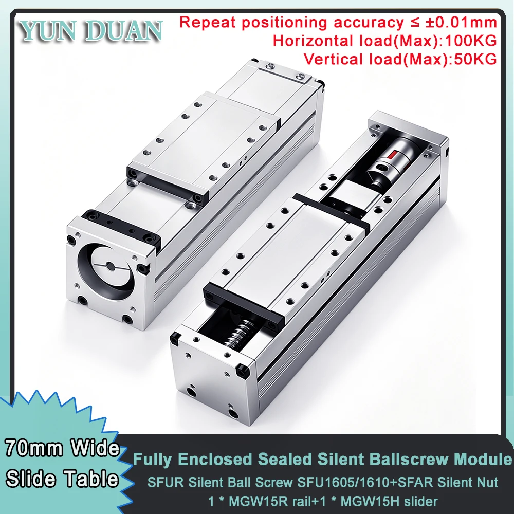 70mm Wide Steel Belt Fully Enclosed Module SFA Silent Ball Screw Slide Table High Load 100KG Precision Linear Actuator XYZ Axis