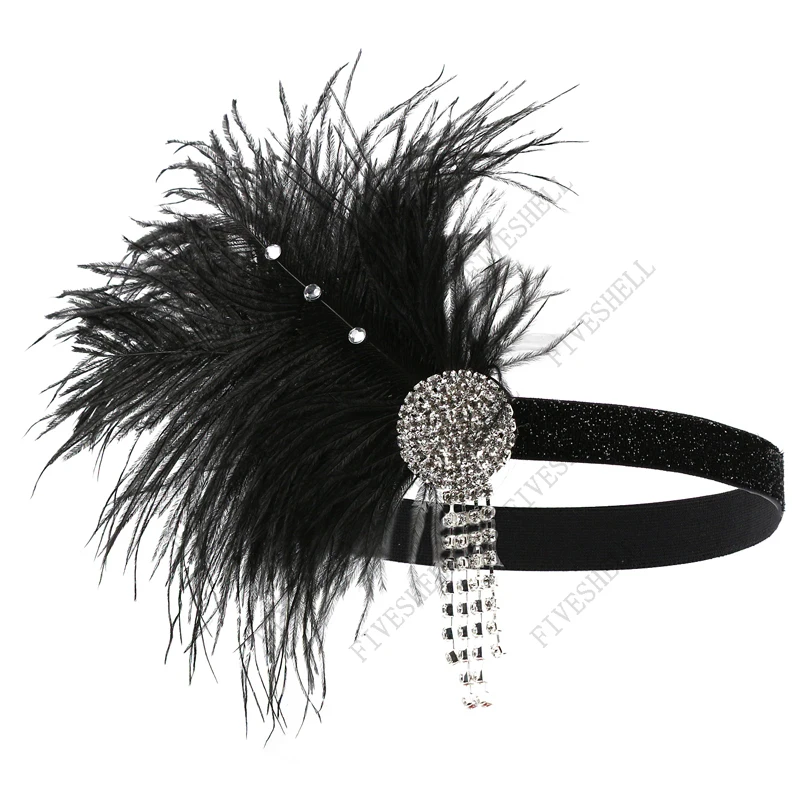 1920s Great Gatsby Party Costume Accessories Set 20s Flapper Feather Headband Pearl Necklace Gloves Cigarette Holder 4 Pcs Set