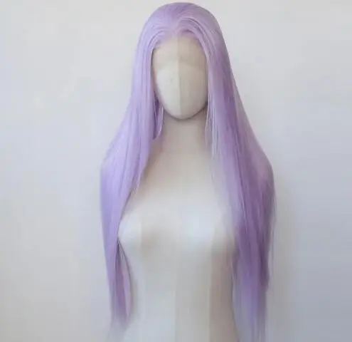 Light Purple Synthetic Lace Front Wig Long Straight Lavender Purple Synthetic Wig Pre Plucked Heat Resistant Hair Wig