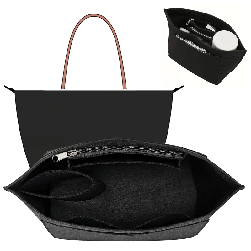 1 STKS Grote Vilt Handtas Organizer Insert Tote Portemonnee Liner Voor Make-up Reizen Draagbare Interne Opbergtas Accessoire