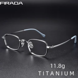 FIRADA Fashion Comfortable Small Size Eyeglasses Vintage Square Titanium Eyewear Luxury Prescription Glasses Frame Women CK835-C